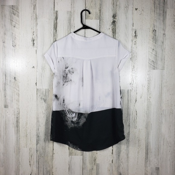 Simply Vera Vera wang sheer black and white short sleeve top women's size XS - Picture 5 of 11